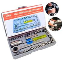 Kit De Ferramentas Catraca Reversível Jogo Soquetes Sextavo Chave Adapitador 40 Peças Jogo Completo Kit De Ferramentas Catraca Reversível Jogo Soquetes Sextavo Chave Adapitador 40 Peças Jogo Completo