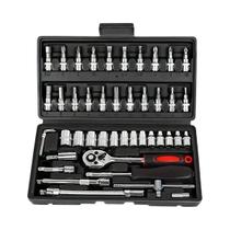 Kit De Ferramentas Com 46 Peças, Chave De Soquete E Chave De Fenda Para Reparos Automotivos E