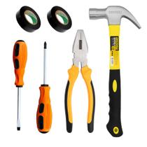 Kit De Ferramentas Com Martelo Alicate Universal Chave De Fenda E Phillips + 2 Fitas Isolantes 6 Pçs