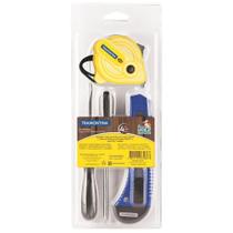 Kit De Ferramentas Com Trena Chaves De Fenda E Estilete Para Uso Doméstico 4 Peças Kit De Ferramentas Com Trena Chaves De Fenda E Estilete Para Uso Doméstico 4 Peças