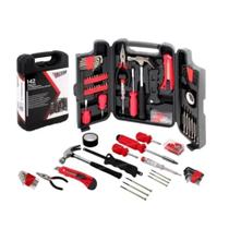 Kit de Ferramentas Completo 142 Peças com Maleta Chaves, Martelo, Soquetes e Acessórios Multiuso
