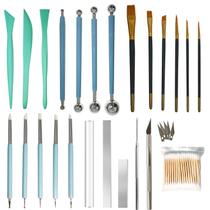 Kit de ferramentas de argila polimérica DIYOOHOMY 24 unidades para brincos e joias Kit de ferramentas de argila polimérica DIYOOHOMY 24 unidades para brincos e joias
