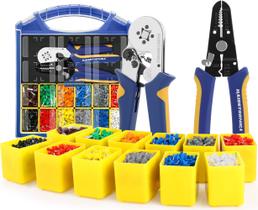 Kit de ferramentas de crimpagem de ponteira haisstronica com descascador de fios