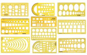 Kit de Ferramentas de Geometria com Réguas e Moldes Multiformas para Escritório e Escola 10 Peças - Traceease Kit de Ferramentas de Geometria com Réguas e Moldes Multiformas para Escritório e Escola 10 Peças - Traceease