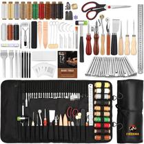 Kit de ferramentas de trabalho em couro QMNNMA 102 unidades com bolsa de armazenamento personalizada Kit de ferramentas de trabalho em couro QMNNMA 102 unidades com bolsa de armazenamento personalizada
