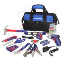 Kit de Ferramentas Domésticas WORKPRO 125 Peças - Chave de Fenda Recarregável 3,6/6V - Maleta de Transporte