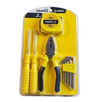 Kit de ferramentas em metal 9 peças alicate chaves trena Kit de ferramentas em metal 9 peças alicate chaves trena