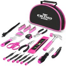 Kit de ferramentas Excited Work 69 peças rosa com bolsa de transporte