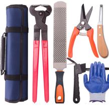 Kit de ferramentas Farrier Hoof Long River Horse, 7 peças com bolsa de transporte
