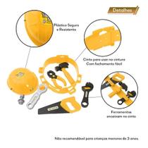 Kit de ferramentas infantil completo cinto capacete brinqued