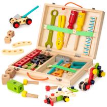 Kit de ferramentas KIDWILL Conjunto de ferramentas infantis de madeira com caixa de ferramentas de 3 a 7 anos