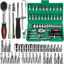 Kit De Ferramentas Mecânicas Para Família Com 46 Peças, Conjunto De Reparação Automotiva Com Kit De Ferramentas Mecânicas Para Família Com 46 Peças, Conjunto De Reparação Automotiva Com