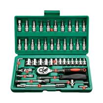 Kit De Ferramentas Mecânicas Para Família Com 46 Peças, Conjunto De Reparação Automotiva Com Kit De Ferramentas Mecânicas Para Família Com 46 Peças, Conjunto De Reparação Automotiva Com