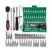 Kit De Ferramentas Mecânicas Para Família Com 46 Peças, Conjunto De Reparo Automotivo Com Soquetes Kit De Ferramentas Mecânicas Para Família Com 46 Peças, Conjunto De Reparo Automotivo Com Soquetes
