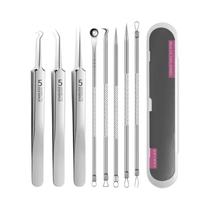 Kit De Ferramentas Para Acne Em Aço Inoxidável 8 Peças: Agulha Para Cravos, Pinça Para Cravos E Kit De Ferramentas Para Acne Em Aço Inoxidável 8 Peças: Agulha Para Cravos, Pinça Para Cravos E