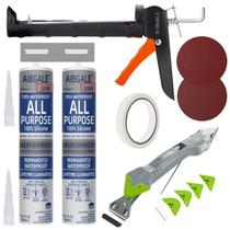 Kit de ferramentas para calafetagem AIBGALE com pistola para selante de silicone 2 x 300 ml Kit de ferramentas para calafetagem AIBGALE com pistola para selante de silicone 2 x 300 ml