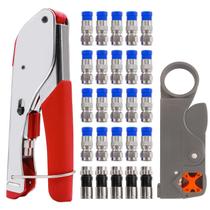 Kit de ferramentas para crimpagem de cabos coaxiais mxuteuk RG59 RG6 com conectores