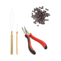Kit De Ferramentas Para Extensões De Cabelo Micro Com Agulha, Passador E 500 Anéis Forrados De