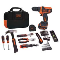 Kit de ferramentas para furadeira e uso doméstico BLACK+DECKER 12V MAX 60 peças