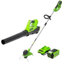 Kit de ferramentas para jardim Greenworks 40V com aparador de 12" e soprador de 390 CFM
