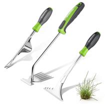 Kit de Ferramentas para Jardim WORKPRO 3 Peças em Aço Inoxidável para Remoção de Ervas Daninhas