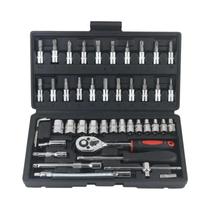 Kit De Ferramentas Para Reparação De Carros Com 46 Peças, Conjunto De Soquetes De 1/4 De Polegada,