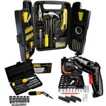 Kit de Ferramentas Profissional 200 Peças com Jogo de Bits, Soquetes e Parafusadeira Angular Sem Fio