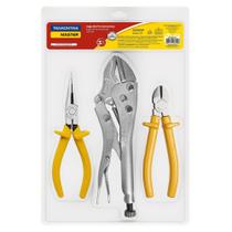 Kit de Ferramentas Tramontina com Alicate de Pressão 10" Alicate Corte Diagonal 6" e Alicate Bico Me Kit de Ferramentas Tramontina com Alicate de Pressão 10" Alicate Corte Diagonal 6" e Alicate Bico Me