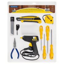 Kit de Ferramentas Tramontina com Pistola de Cola Quente Chaves de Fenda Trena Alicate Estilete Mini Kit de Ferramentas Tramontina com Pistola de Cola Quente Chaves de Fenda Trena Alicate Estilete Mini