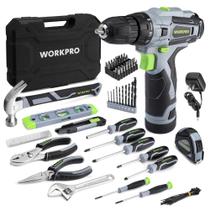 Kit de ferramentas WORKPRO Home com furadeira elétrica 108 unidades 12 V 1,5 Ah