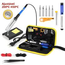 Kit De Ferro De Solda Com Temperatura Ajustável 60W 15 Peças 220V 450 graus C Com Sucker De Solda Para