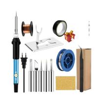 Kit De Ferro De Solda Elétrico De Temperatura Ajustável 60W 12-EM-1 Com Cabeça Substituível Tipo