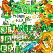 Kit de Festa de Aniversário 3 Anos Three Rex Dinossauro Wenioerz