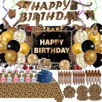 Kit de Festa de Aniversário com Tema de Guepardo com Faixa e Balões Kit de Festa de Aniversário com Tema de Guepardo com Faixa e Balões