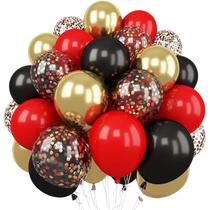 Kit de festa de balões de látex de 12 polegadas preto e vermelho (50 unidades) Kit de festa de balões de látex de 12 polegadas preto e vermelho (50 unidades)