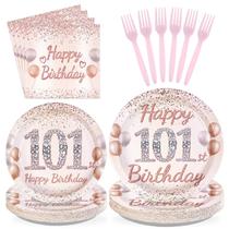 Kit de festa Greencian 96 peças rose gold para 101º aniversário