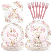Kit de festa Greencian com 96 peças para chá de bebê com tema de coelhinho Kit de festa Greencian com 96 peças para chá de bebê com tema de coelhinho