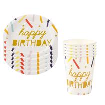 Kit de Festa Happy Birthday com 20 Peças Descartáveis - SilverFestas