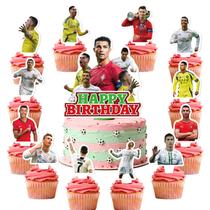 Kit de Festa LDAKZFV com 25 Peças de Topos para Bolo de Futebol Ronaldo