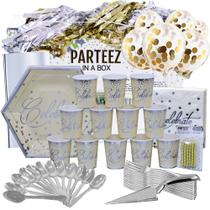 Kit de Festa Party In A Box Parteez Dourado e Prateado 12 peças