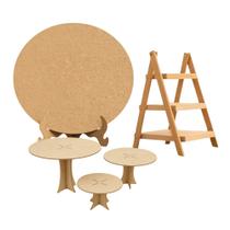Kit de Festa Prático Mesa do Bolo Montada com 5 Peças