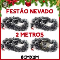 Kit De Festão Nevado Verde Escuro 2 Metros Para Árvore De Natal - Enfeites De Natal