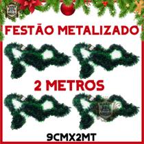 Kit De Festão Verde Com Preto 2 Metros Para Árvore De Natal - Enfeites Natalinos