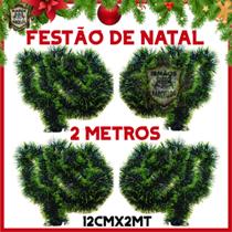 Kit De Festão Verde Ponta Clara 2 Metros Para Árvore De Natal - Enfeites Natalinos