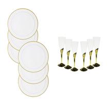 Kit de Festas Luxo com 12 Peças Descartáveis, Dourado - SilverFestas