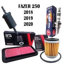 Kit de Filtros e Vela Yamaha Fazer 250 2018 2019 2020 2021 2022 2023 (Vela de Ignição / Filtro de Oleo / Filtro de Ar / Filtro de Combustivel) - NGK/METALEVE/VEDAMOTORS