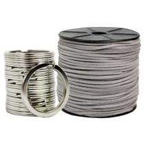 Kit De Fio De Camurça Cinza 40 Metros Com 100 Argolas Italianas 28m Prata Kit De Fio De Camurça Cinza 40 Metros Com 100 Argolas Italianas 28m Prata