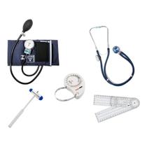 Kit De Fisioterapia Goniômetro Martelo Trena Estetoscópio Esfigmomanômetro - P. A. MED Kit De Fisioterapia Goniômetro Martelo Trena Estetoscópio Esfigmomanômetro - P. A. MED