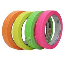 Kit De Fita Crepe Neon Colorida Com 4 Cores De 18mm X 30m