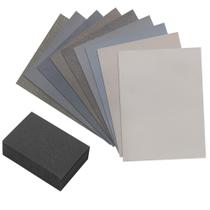Kit de folhas de lixar Micro-Mesh 9 Grits com bloco de lixar de espuma Kit de folhas de lixar Micro-Mesh 9 Grits com bloco de lixar de espuma